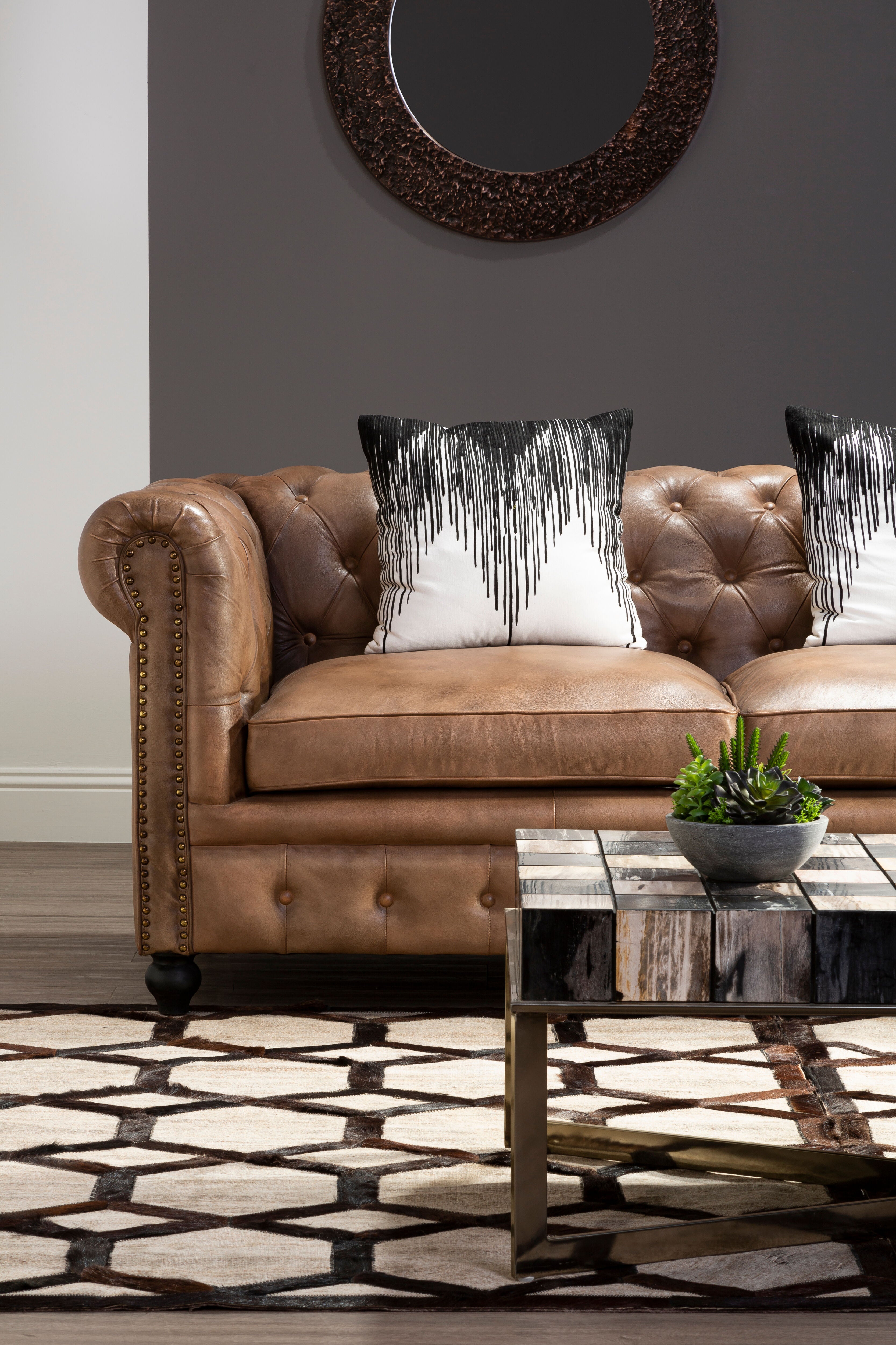 Koby Textured Copper Round Wall Mirror